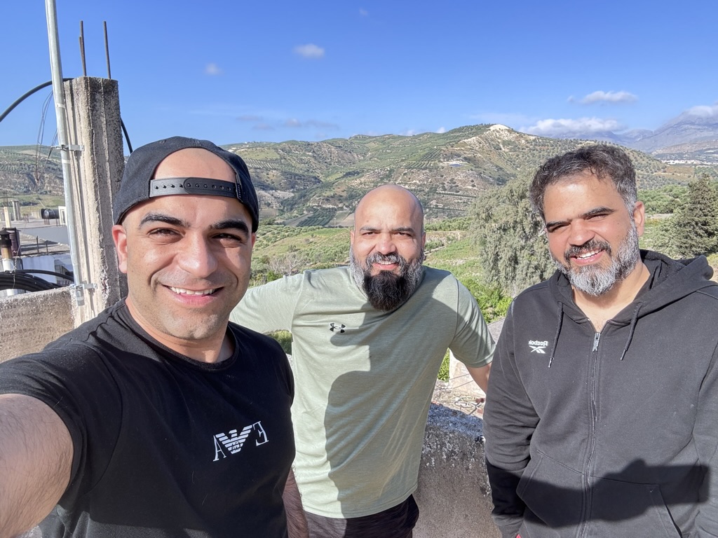 The founders of Cretekos in the olive groves of Crete